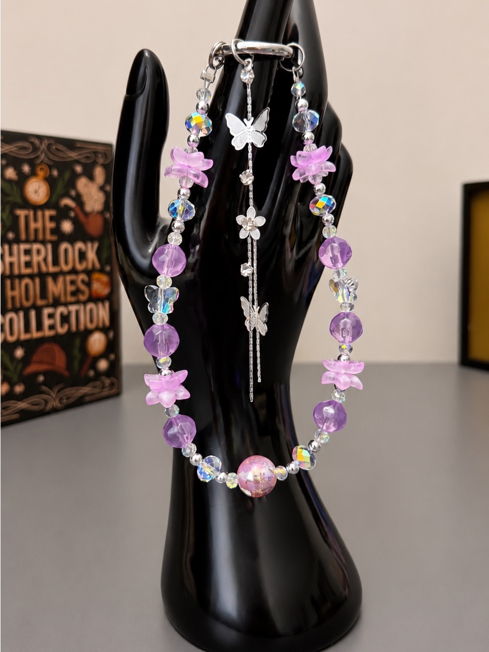 Purple Butterfly Bag Charm, Phone Charm, Beaded Purse Charm, Cute Gift, Y2K